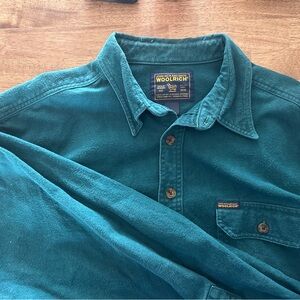 Woolrich Men's Green Chamois Button-Up Shirt XXL Tall